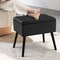 Costway 2 PCS Velvet Vanity Stools with Storage Solid Wood Legs Flip-Up Top for Entryway Black/Beige/Gray